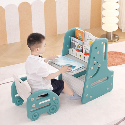 Juego de Mesa y Silla de dibujo Multifuncional para Niños con Pizarra