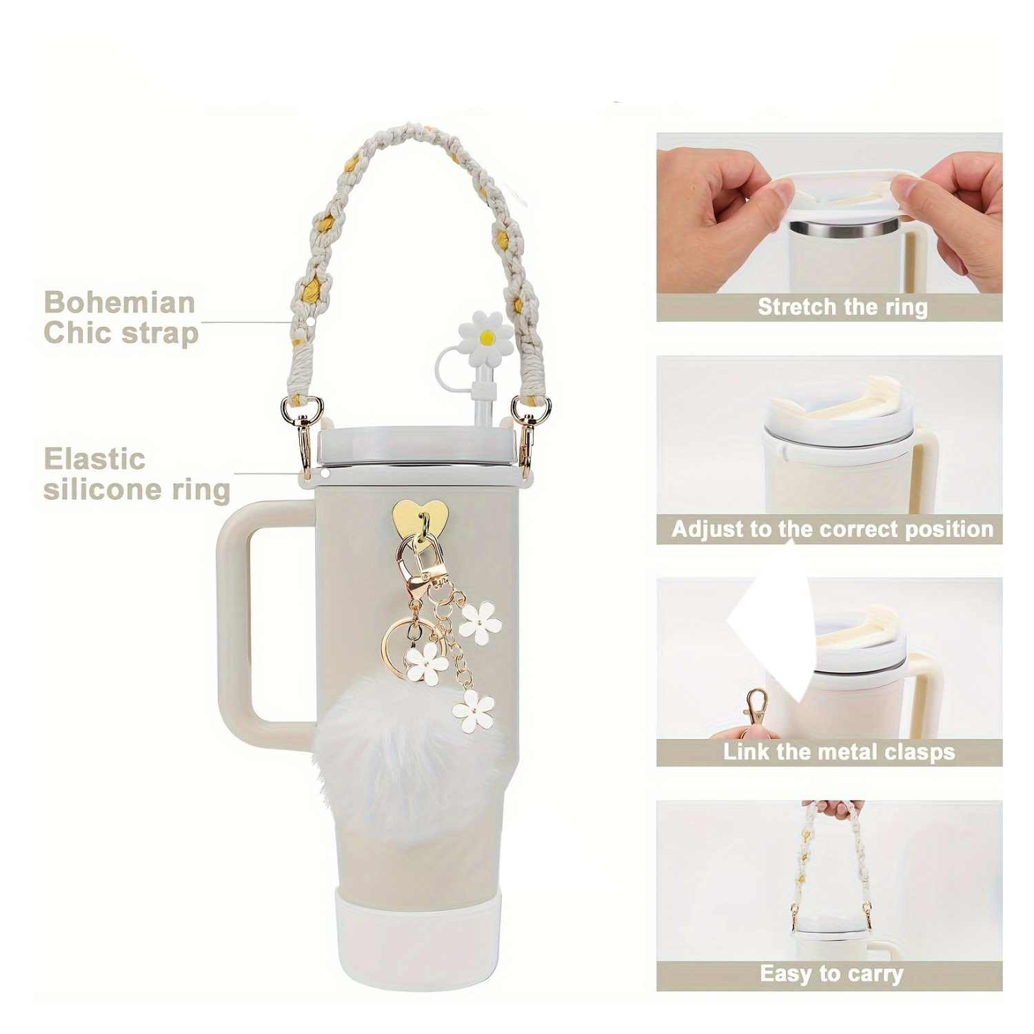 Accesorios para Stanley/Similar - Correa para Vasos Stanley o Similar, Dijes para vasos Similar Stanley, Funda de copa de silicona