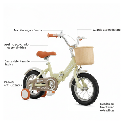 Bicicleta Infantil Plegable Vintage Aro 16 - Color Verde